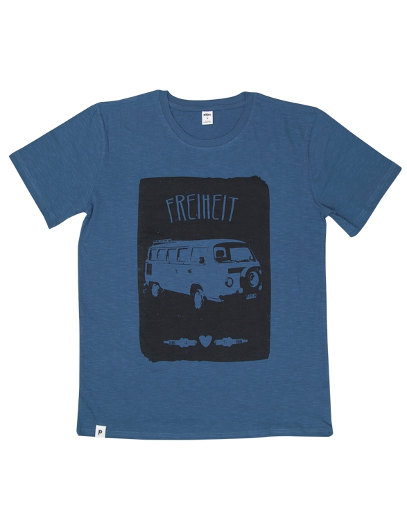Bus Vanlife Freiheit - Fair gehandeltes Männer T-Shirt - Slub Blue