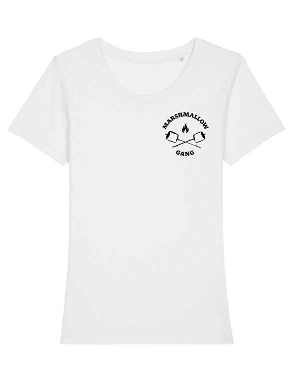 Marshmallow / Lagerfeuer - Brust Motiv - Fair Wear Frauen T-Shirt - White