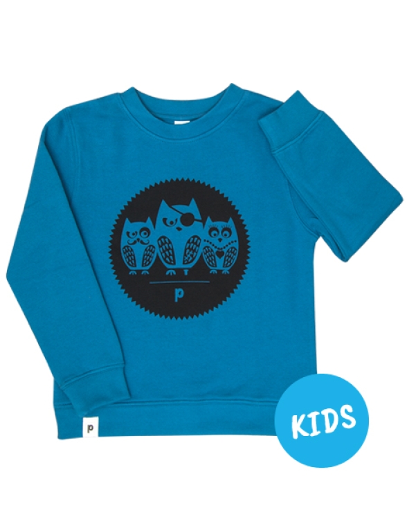 Die Eulen 3er Gang - Kinder Bio Sweater - Organic Cotton - Blau