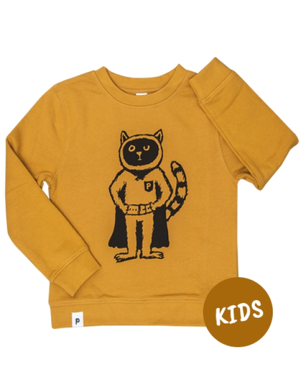 Karlo Superhelden Kater - Kinder Bio Sweater - Organic Cotton - Gelb