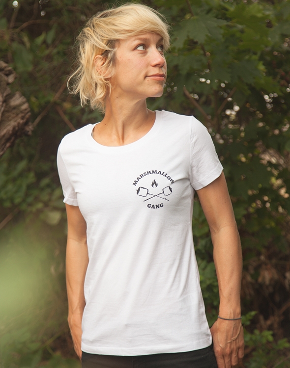 päfjes - Marshmallow / Lagerfeuer - Brust Motiv - Fair Wear Frauen T-Shirt - White