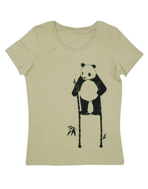 päfjes - Pow Panda auf Stelzen - Fair Wear Bio Frauen T-Shirt - Sage