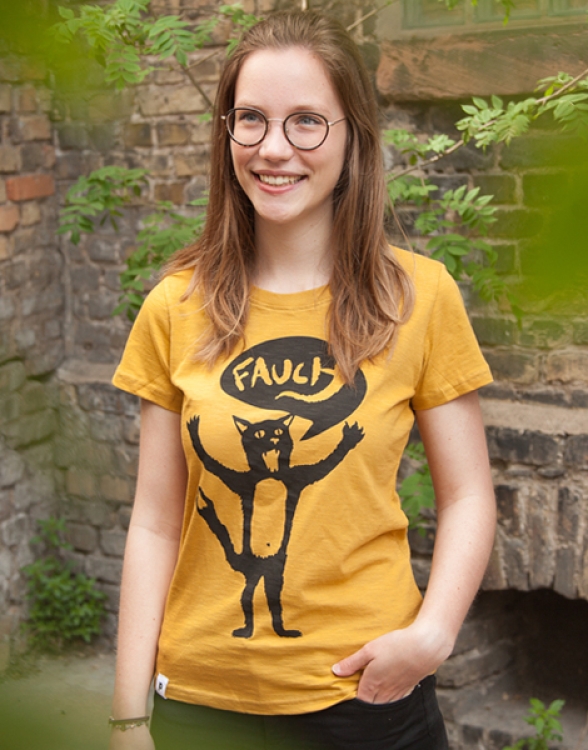 Kater Ferdinand Fauch - Frauen T-Shirt - Fair gehandelt aus Baumwolle Bio - Slub Gelb