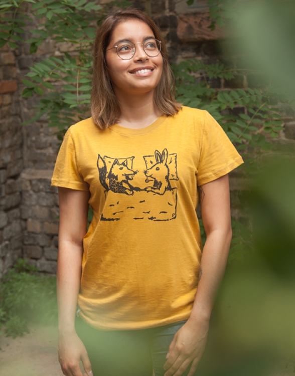Fuchs & Hase - Frauen T-Shirt - Fair gehandelt aus Baumwolle Bio - Slub Gelb