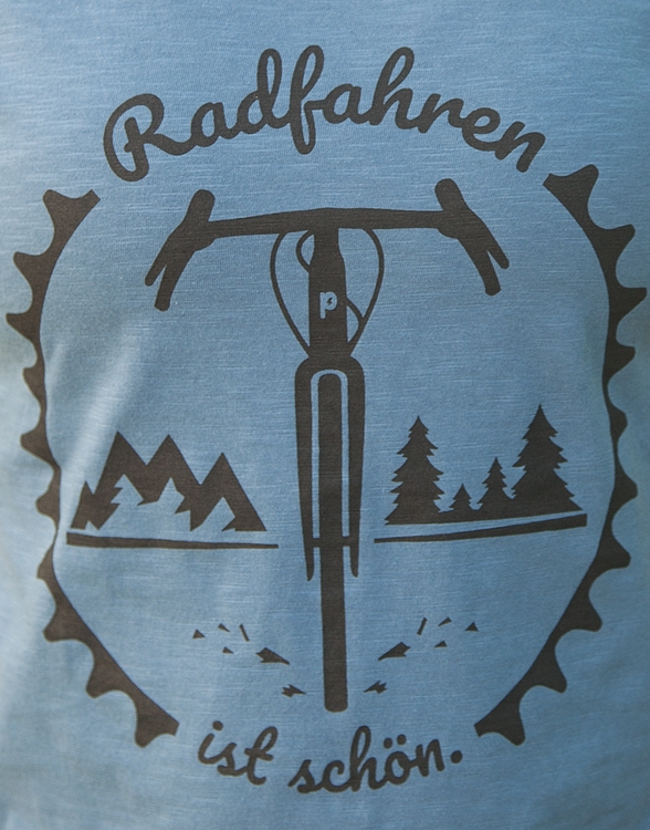päfjes - Radfahren ist schön - Gravel - Frauen T-Shirt - Fair aus Baumwolle Bio - Slub Blau