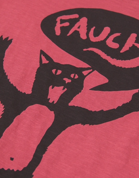 päfjes - Kater Ferdinand Fauch - Frauen T-Shirt - Fair gehandelt aus Baumwolle Bio - Slub Rot