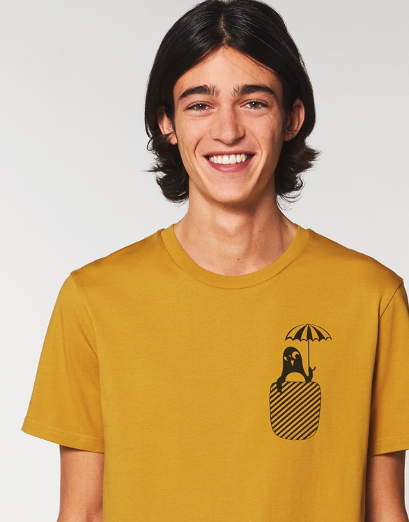 päfjes - Pinguin Paul mit Schirm - Fair Wear Bio Männer T-Shirt - Gelb