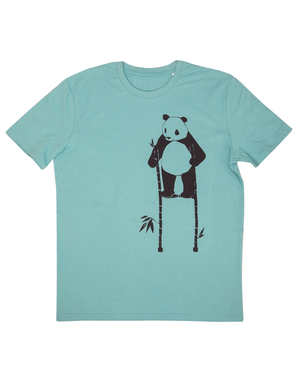 päfjes - Pow Panda auf Stelzen - Fair Wear Bio Männer T-Shirt - Teal Monstera