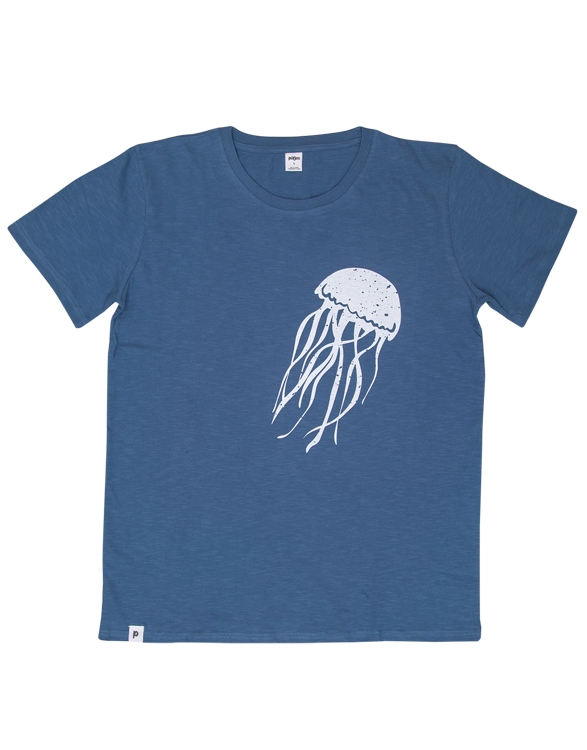 Qualle / Jellyfish - Fair gehandeltes Männer T-Shirt - Slub Blue