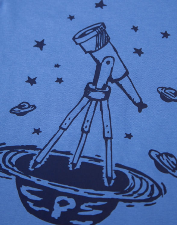 päfjes - Sterne & Teleskop - Fair Wear Kinder Bio T-Shirt - BrightBlue
