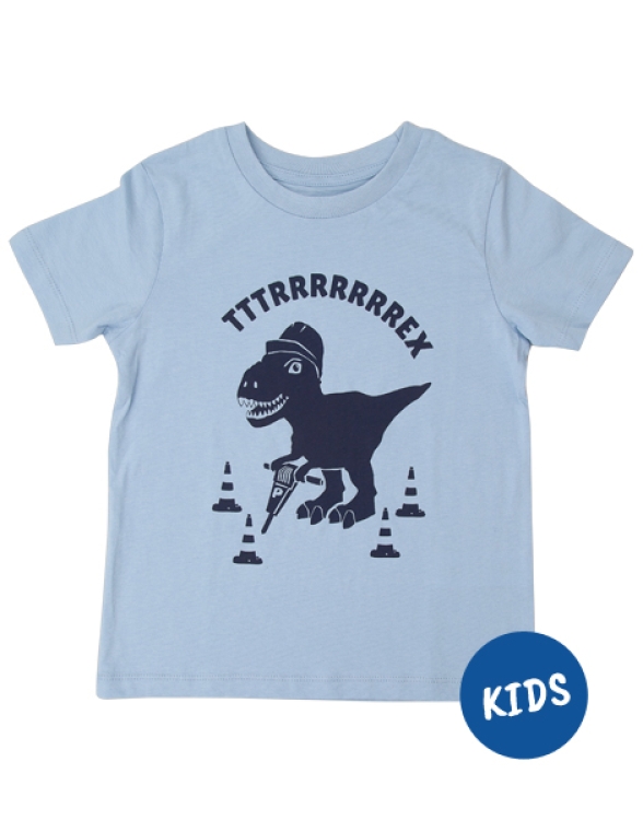 Theo Tttrrrrex der Bauarbeiter Dino - Fair Wear Kinder T-Shirt - Hellblau