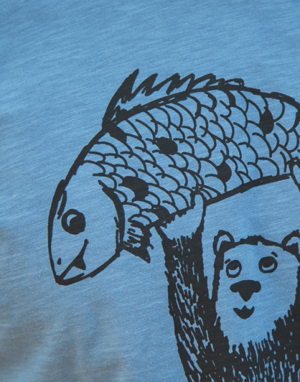 päfjes - Björn der Bär & Fido der Fisch - Fair gehandeltes Männer T-Shirt - Slub Blue