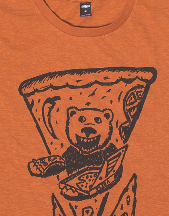 Peppo Pizza Bär - päfjes Männer T-Shirt - Fair gehandelt aus Baumwolle (Bio) Slub - Orange