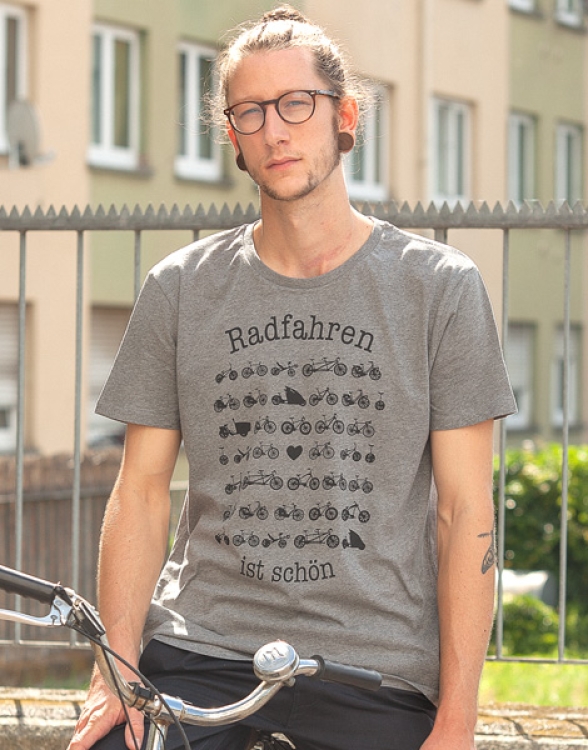 päfjes - Radfahren ist schön - Fair Wear Männer T-Shirt - Heather Grey