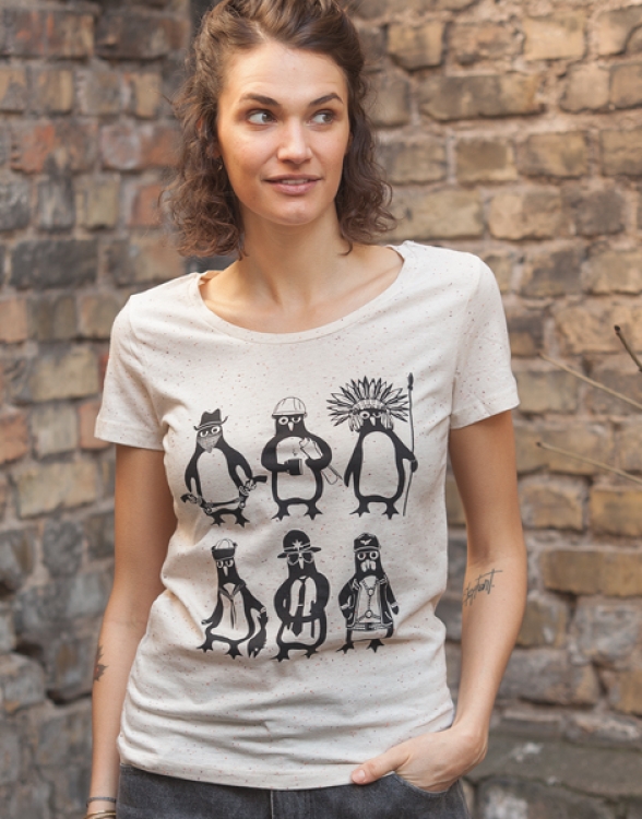 YMCA Pinguine - Fair Wear Frauen T-Shirt - Ecru Dots
