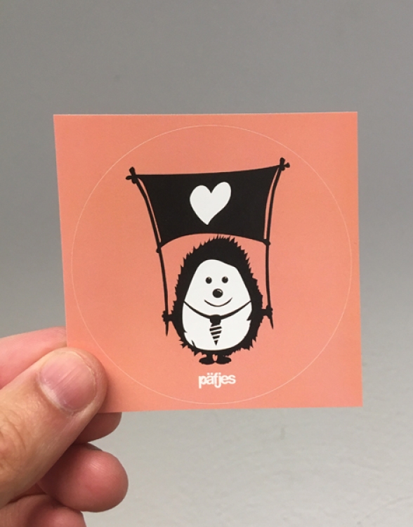 Igel Ingo mit Herzfahne - Sticker 5er Set - Rosa