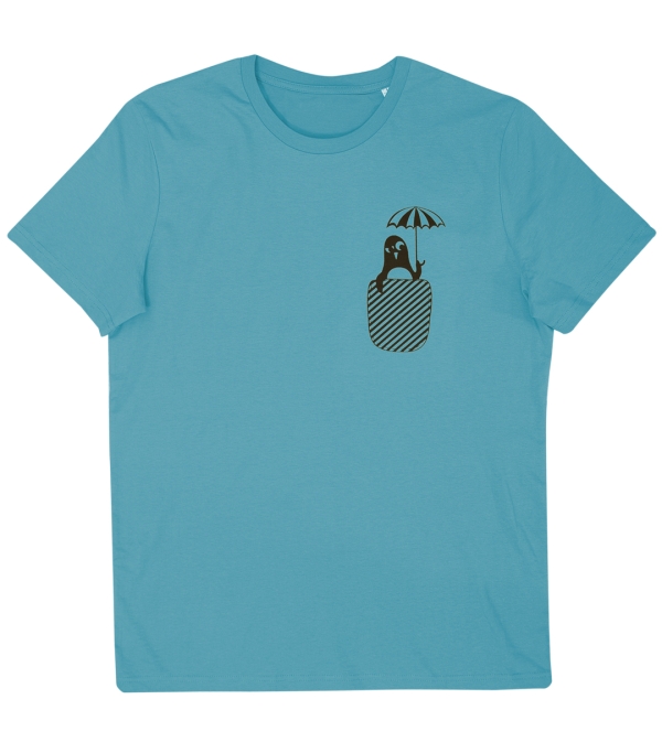 päfjes - Pinguin Paul mit Schirm - Fair Wear Bio Männer T-Shirt - Blau