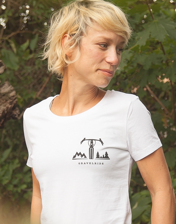 päfjes - Gravelride / Fahrrad Brust Motiv - Fair Wear Frauen T-Shirt - White