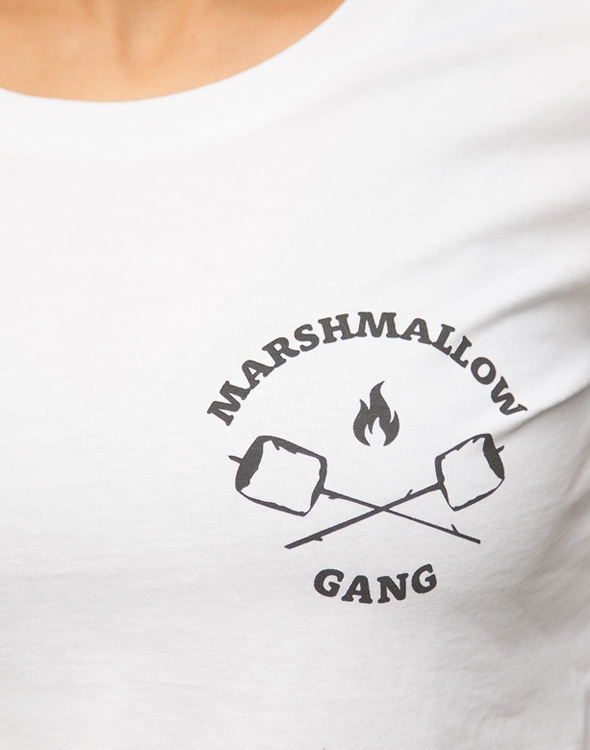 päfjes - Marshmallow / Lagerfeuer - Brust Motiv - Fair Wear Frauen T-Shirt - White