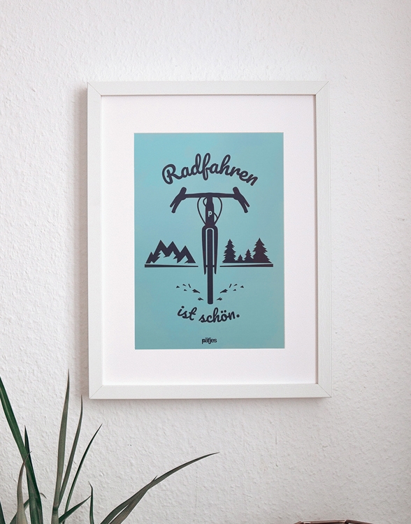 päfjes - Radfahren ist schön / Gravel - Poster A4 - Blau