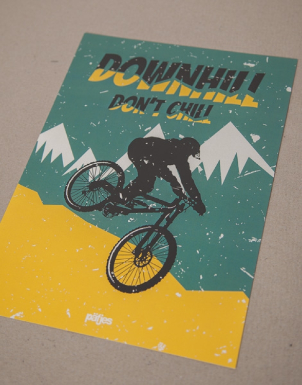 Downhill don’t chill - Poster A4 - Petrol/Yellow