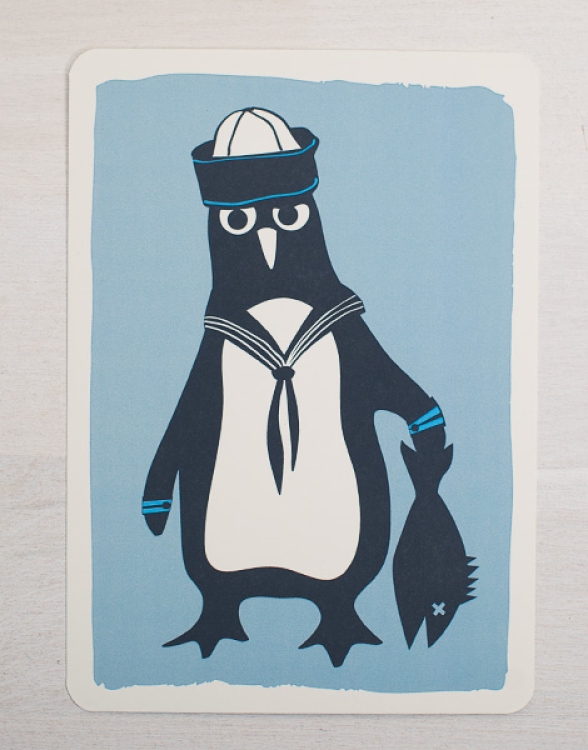 Martin der Pinguin Matrose - Postkarte