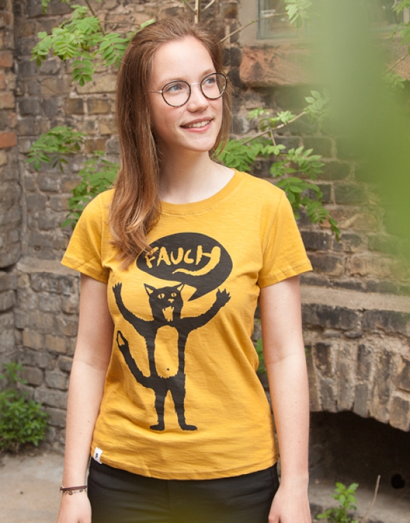 Kater Ferdinand Fauch - Frauen T-Shirt - Fair gehandelt aus Baumwolle Bio - Slub Gelb
