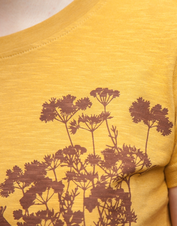 Pflanzen & Kolibri - Frauen T-Shirt - Fair gehandelt aus Baumwolle Bio - Slub Gelb
