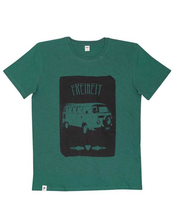 Bus Vanlife Freiheit - Fair gehandeltes Männer T-Shirt - Slub Green