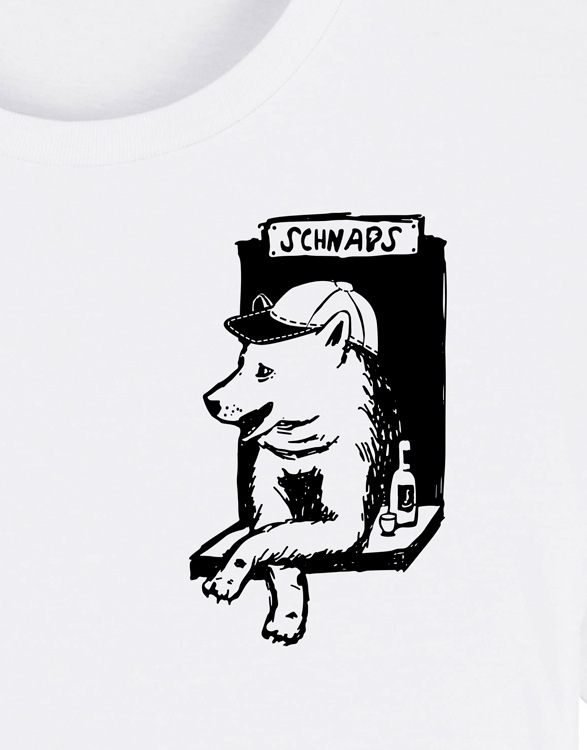 päfjes - Husky-Bar-Hund mit Schnaps - Brust Motiv - Fair Wear Männer T-Shirt - White