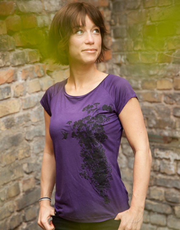 Pflanzen Kolibri V2 - Fair gehandeltes Tencel Frauen T-Shirt - Lila