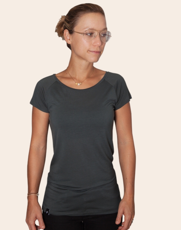 Anna Blanko - Basic Frauen Tencel T-Shirt - Anthrazit