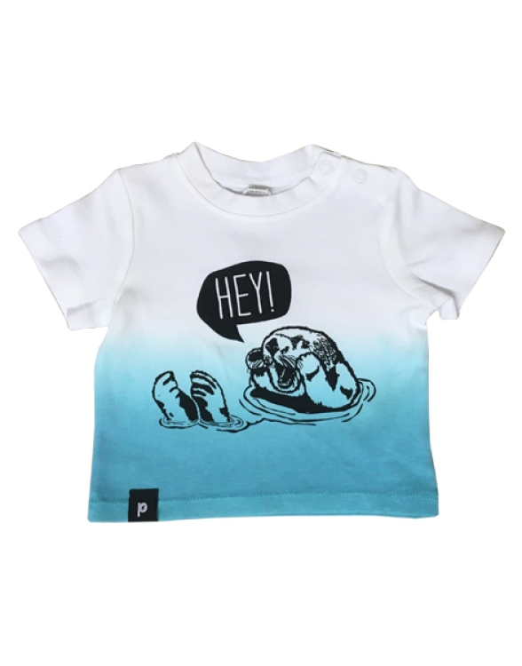 päfjes - Baby T-Shirt - Hey Oskar Otter - Weiß/Blau