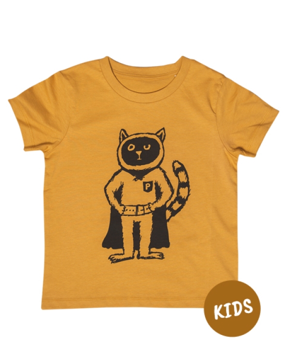 päfjes - Karlo Power Kater / Katze - Fair Wear Kinder Bio T-Shirt - Gelb