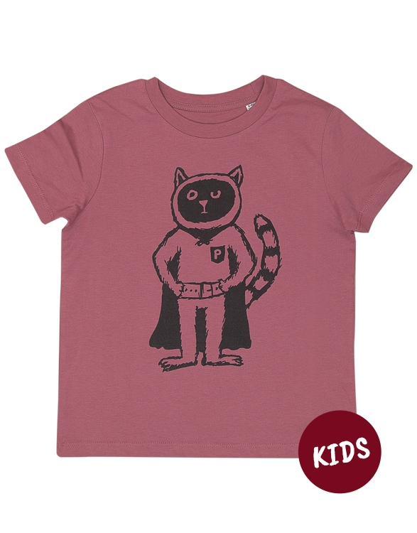 päfjes - Karlo Power Kater / Katze - Fair Wear Kinder Bio T-Shirt - Mauve