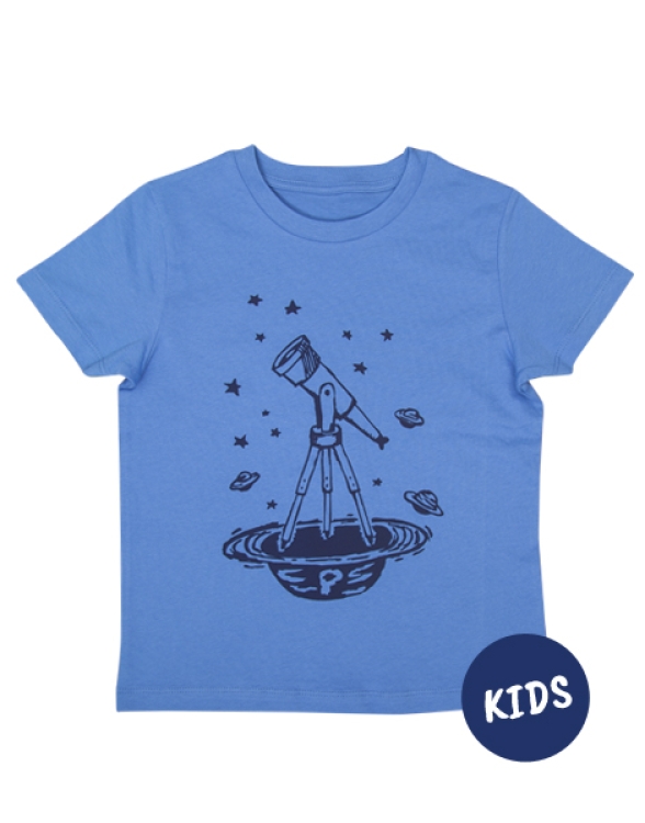 päfjes - Sterne & Teleskop - Fair Wear Kinder Bio T-Shirt - BrightBlue