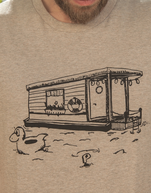 päfjes - Hausboot mit Ente - Fair Wear Männer T-Shirt - Heather Beige