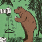Preview: päfjes - Bär Bärnd Blitzbert beim Fotografieren im Wald - A6 Postkarte - Grün