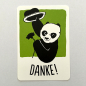 Preview: päfjes - Danke / Dankeskarte mit Pow Panda und Blume  - A6 Postkarte