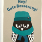 Preview: päfjes - Hey, gute Besserung kranke Eule! - A6 Postkarte - Beige