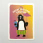 Preview: päfjes - Pinguin Paul mit Flamingos und Cocktail - Prost aus dem Urlaub - Postkarte A6