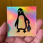 Preview: päfjes - Pinguin Paul auf coolem Irisierend / Hologramm Sticker