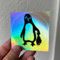 Preview: päfjes - Pinguin Paul auf coolem Irisierend / Hologramm Sticker