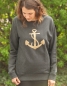 Preview: päfjes - Anker Herz Unisex Fair Wear Sweater - Grau/Gold