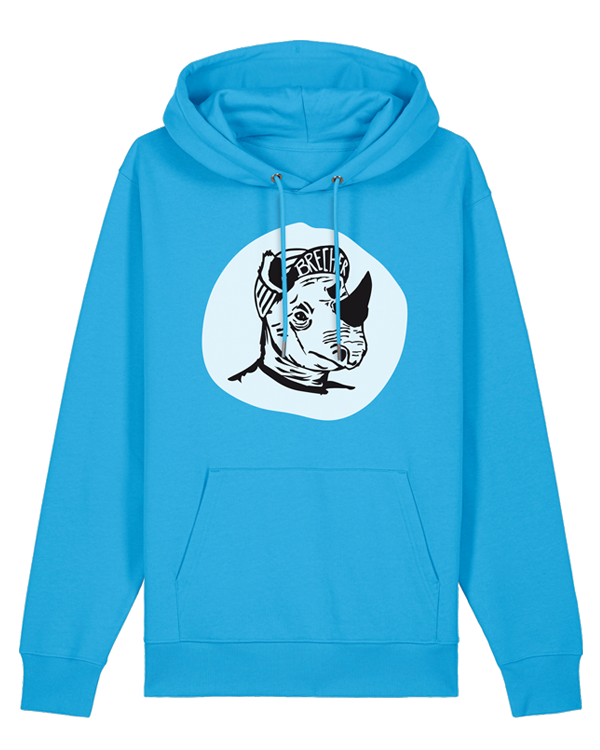 päfjes - Nashorn der Brecher Gravel / Rennrad - Unisex Fair Wear Bio Hoodie - Azur