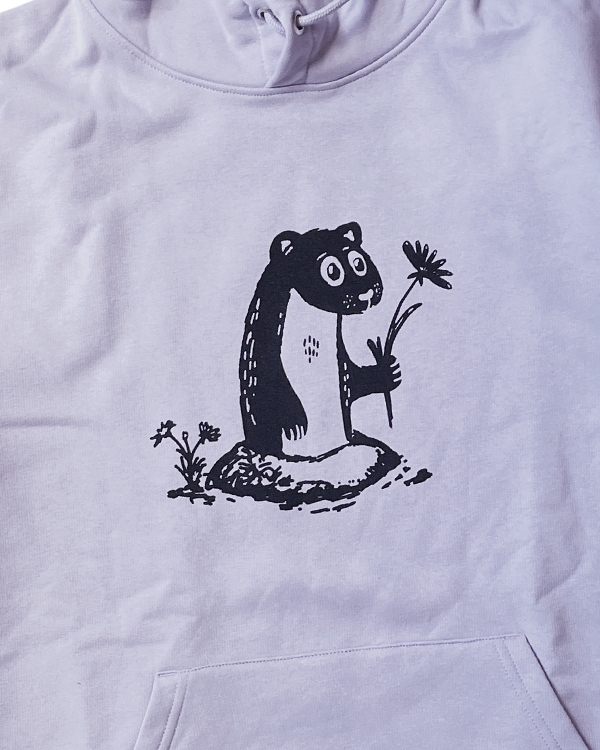 Preview: päfjes - Erdmännchen mit Blume - Unisex Fair Wear Hoodie - Lavendel