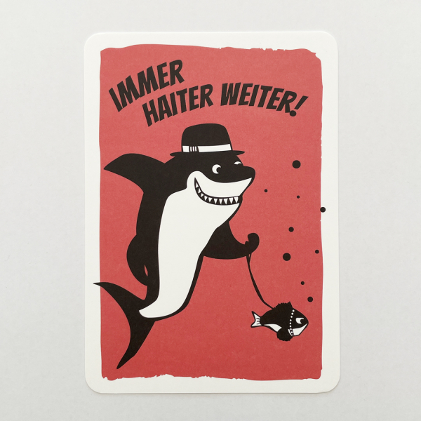 päfjes - Hai und Fisch / Immer Haiter weiter!  - A6 Postkarte - Coral