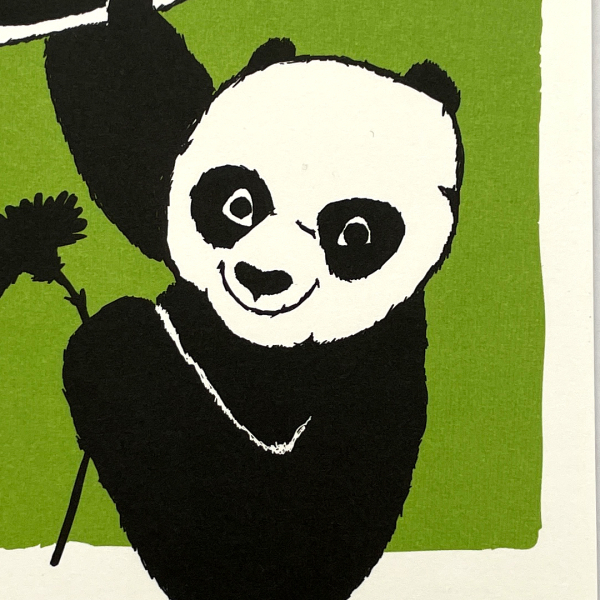 Preview: päfjes - Danke / Dankeskarte mit Pow Panda und Blume  - A6 Postkarte
