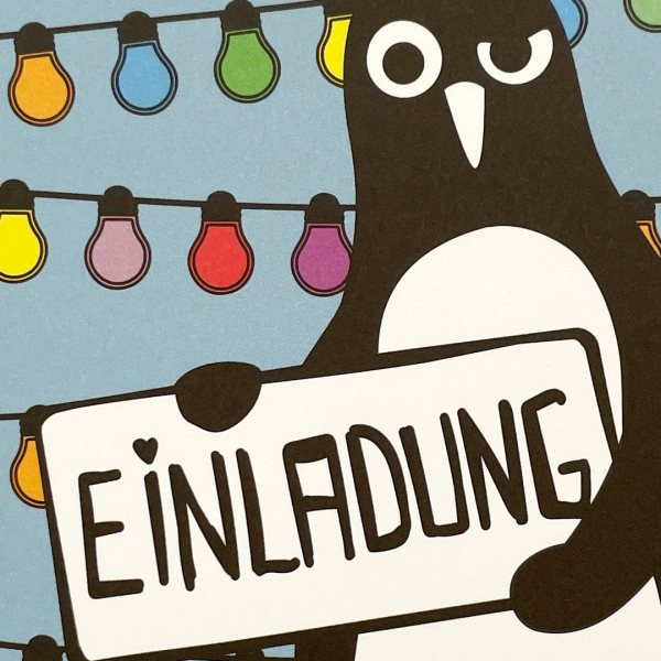 Preview: päfjes - Pinguin Paul / Einladung / Party - A6 Postkarte