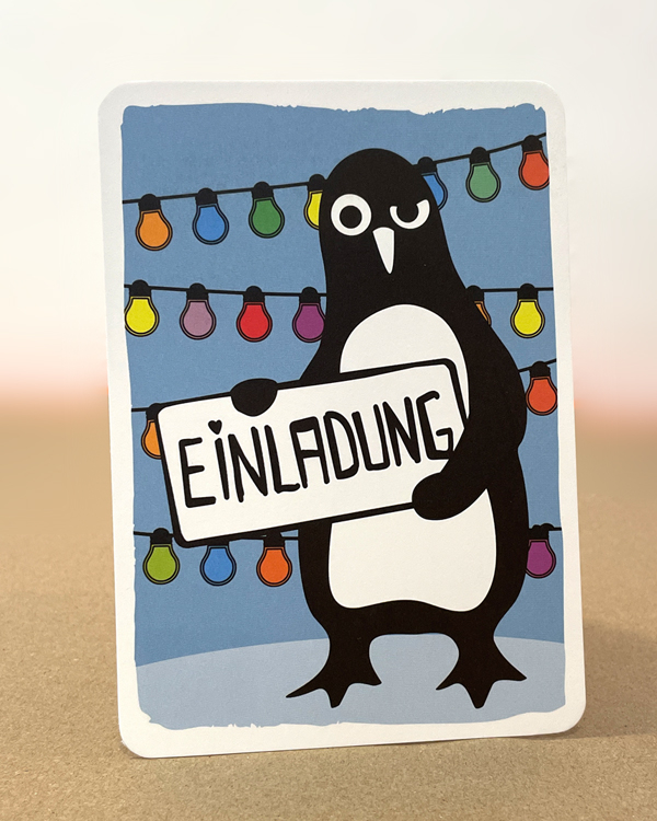 päfjes - Pinguin Paul / Einladung / Party - A6 Postkarte